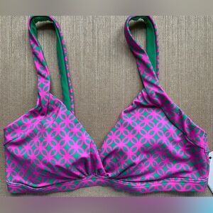 Boden Vibrant Pink and Green Bikini Top